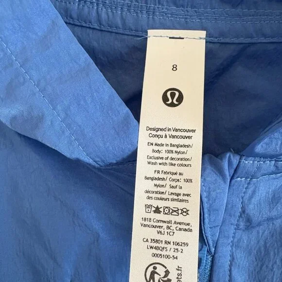 Lululemon Athletic Scuba Cropped Anorak Jacket Pool Party NWT Size 8